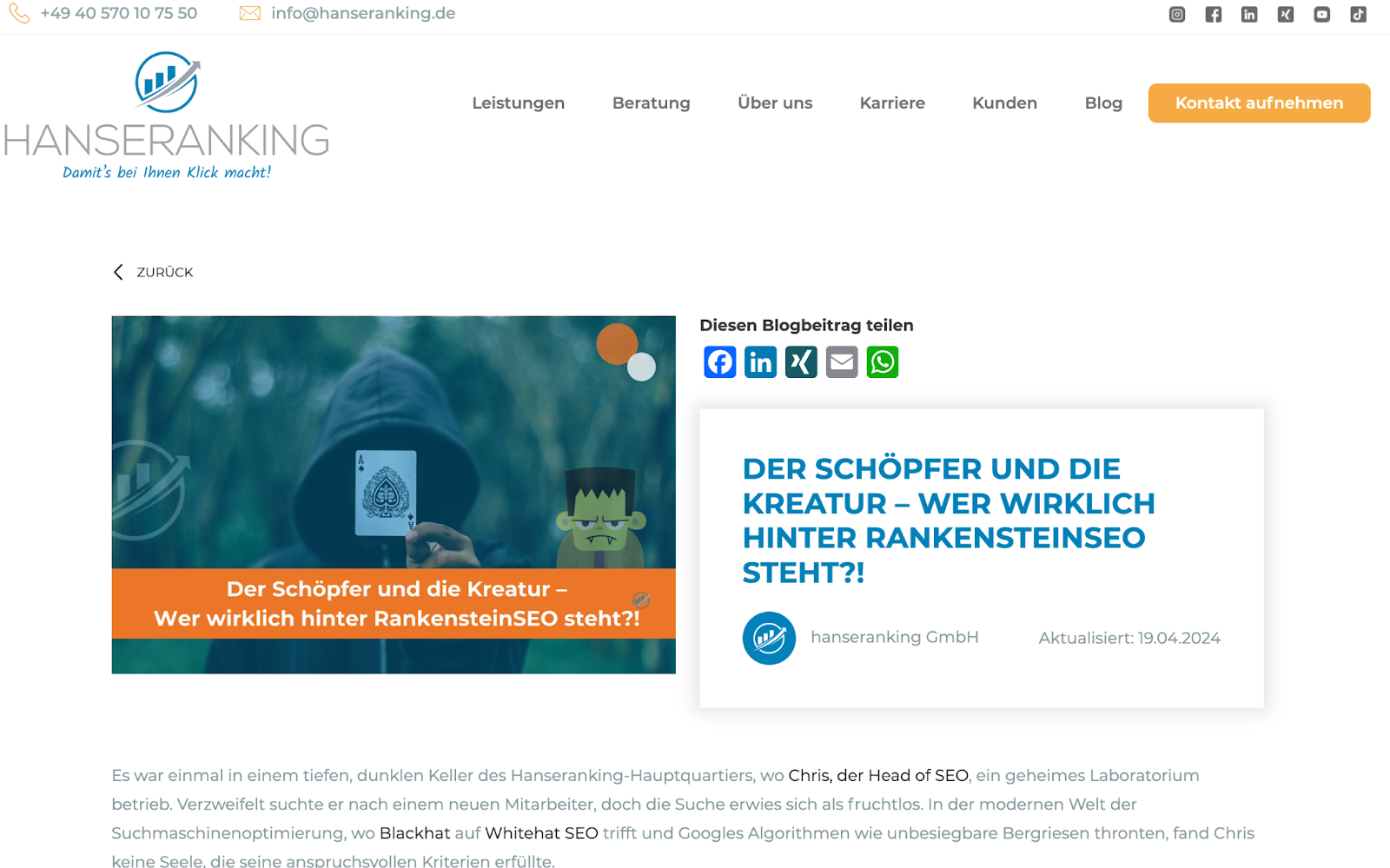 Blogbeitrag SEO