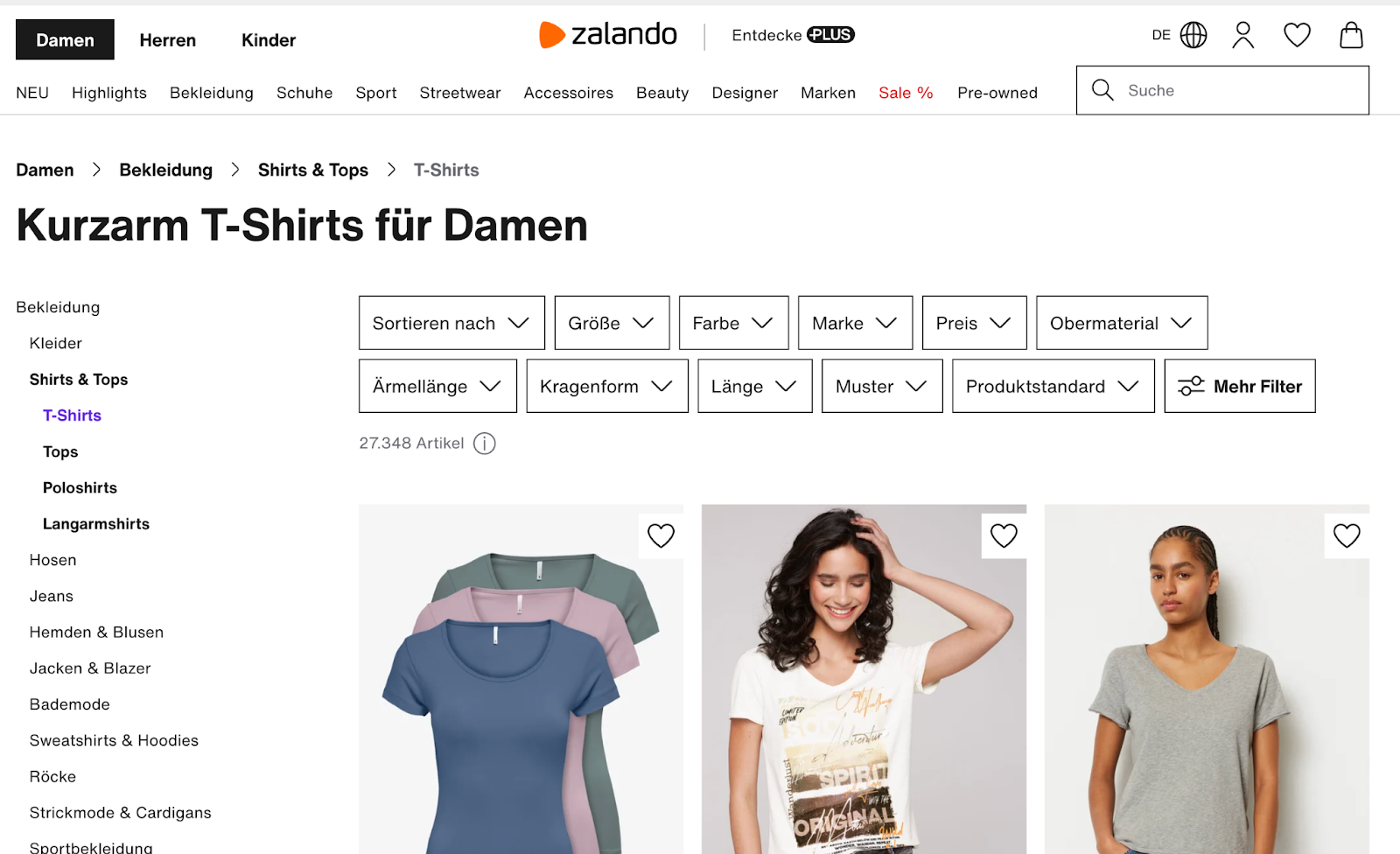 E-Commerce Kategorieseite